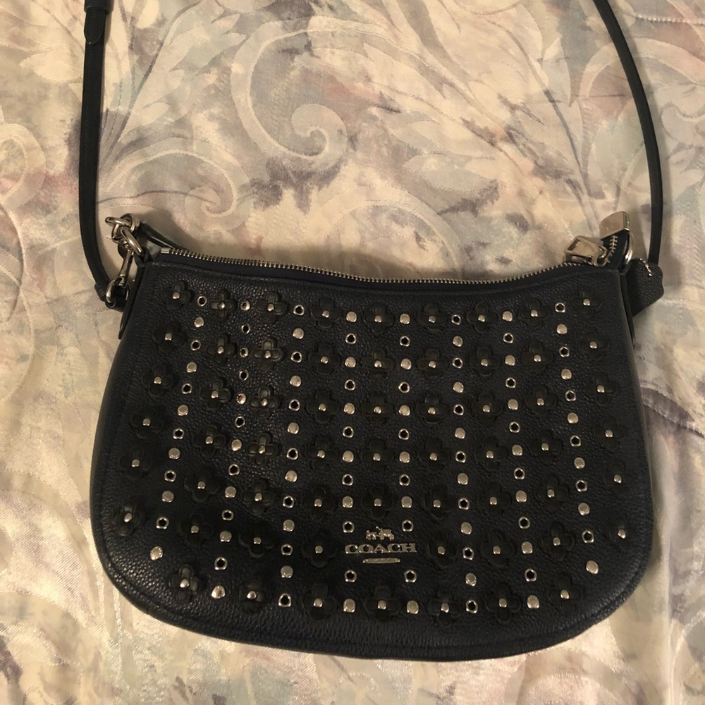 coach crossbody blue with studded detail authentic